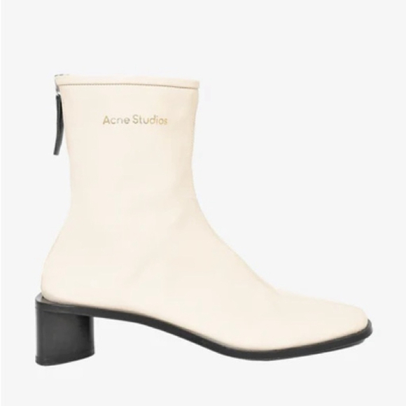 Acne Studios Square Toe Rear Zip Nappa Stretch Leather Boots Size